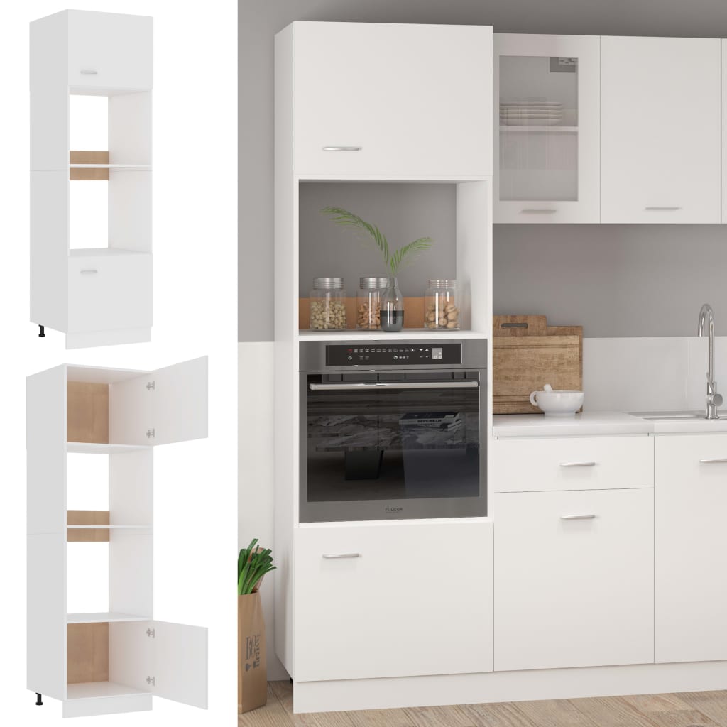 Meuble micro-ondes "Lyon" Blanc 60 x 57 x 207 cm Bois d'ingénierie - XIOS