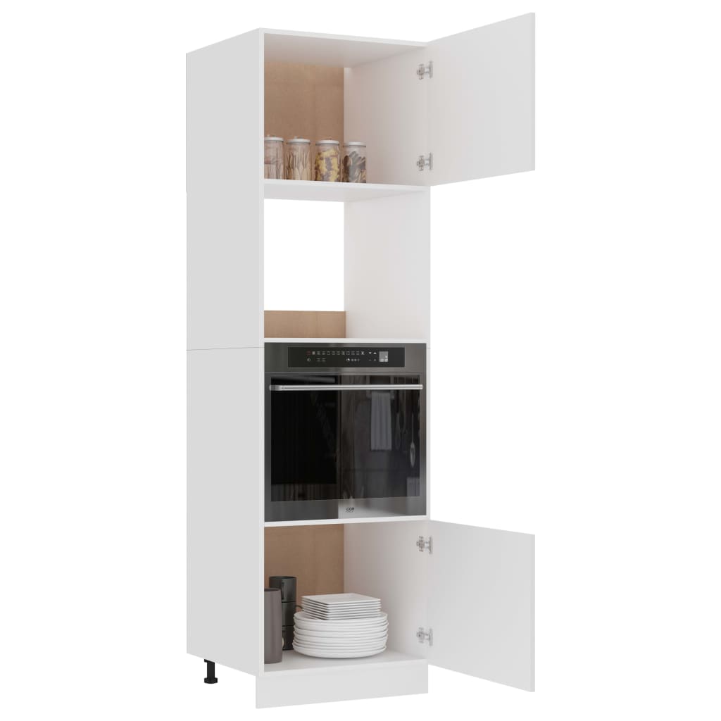 Meuble micro-ondes "Lyon" Blanc 60 x 57 x 207 cm Bois d'ingénierie - XIOS