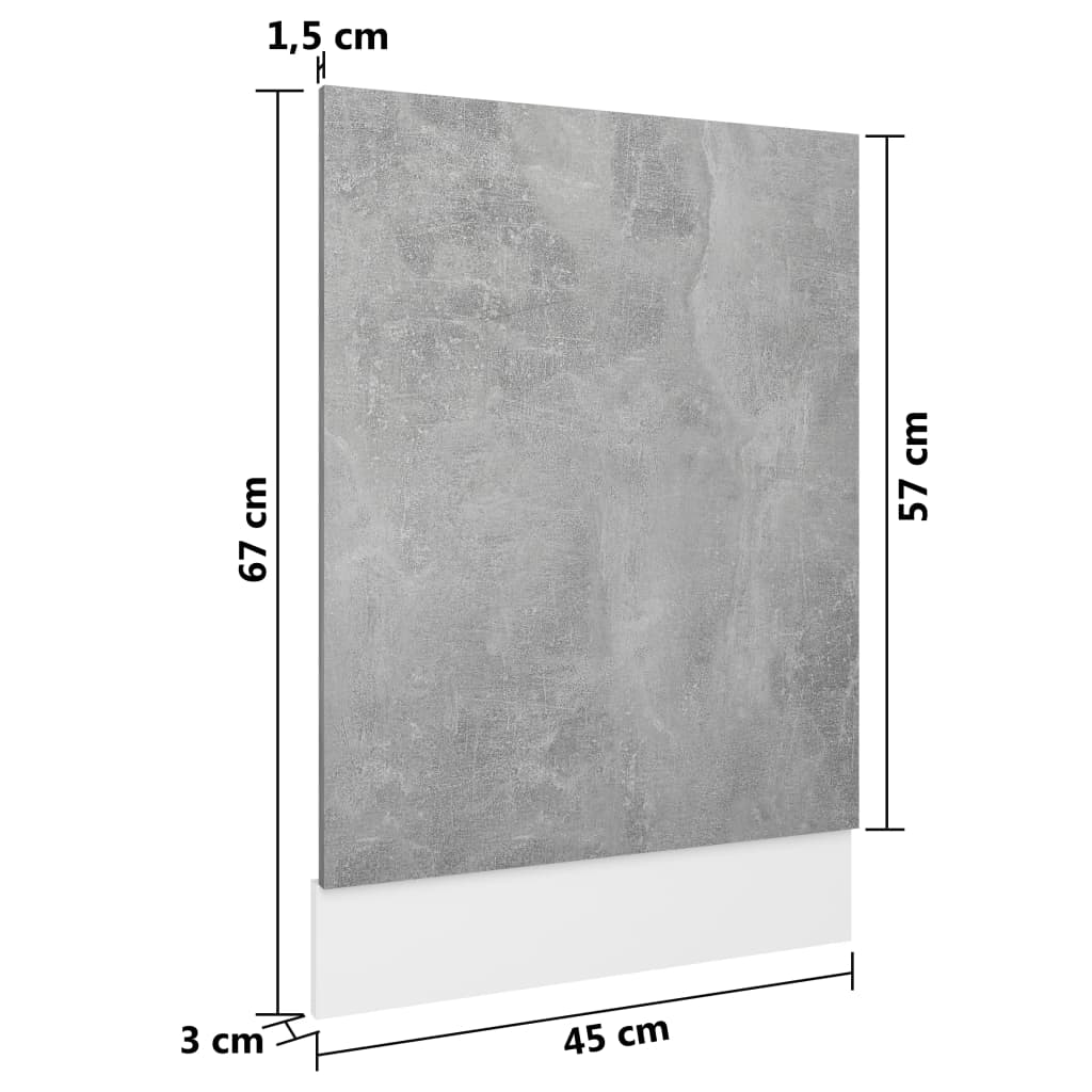 Panneau de lave-vaisselle Gris béton 45x3x67 cm Aggloméré Meubles de cuisine vidaXL