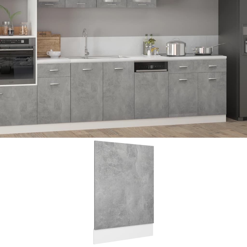 Panneau de lave-vaisselle Gris béton 45x3x67 cm Aggloméré Meubles de cuisine vidaXL