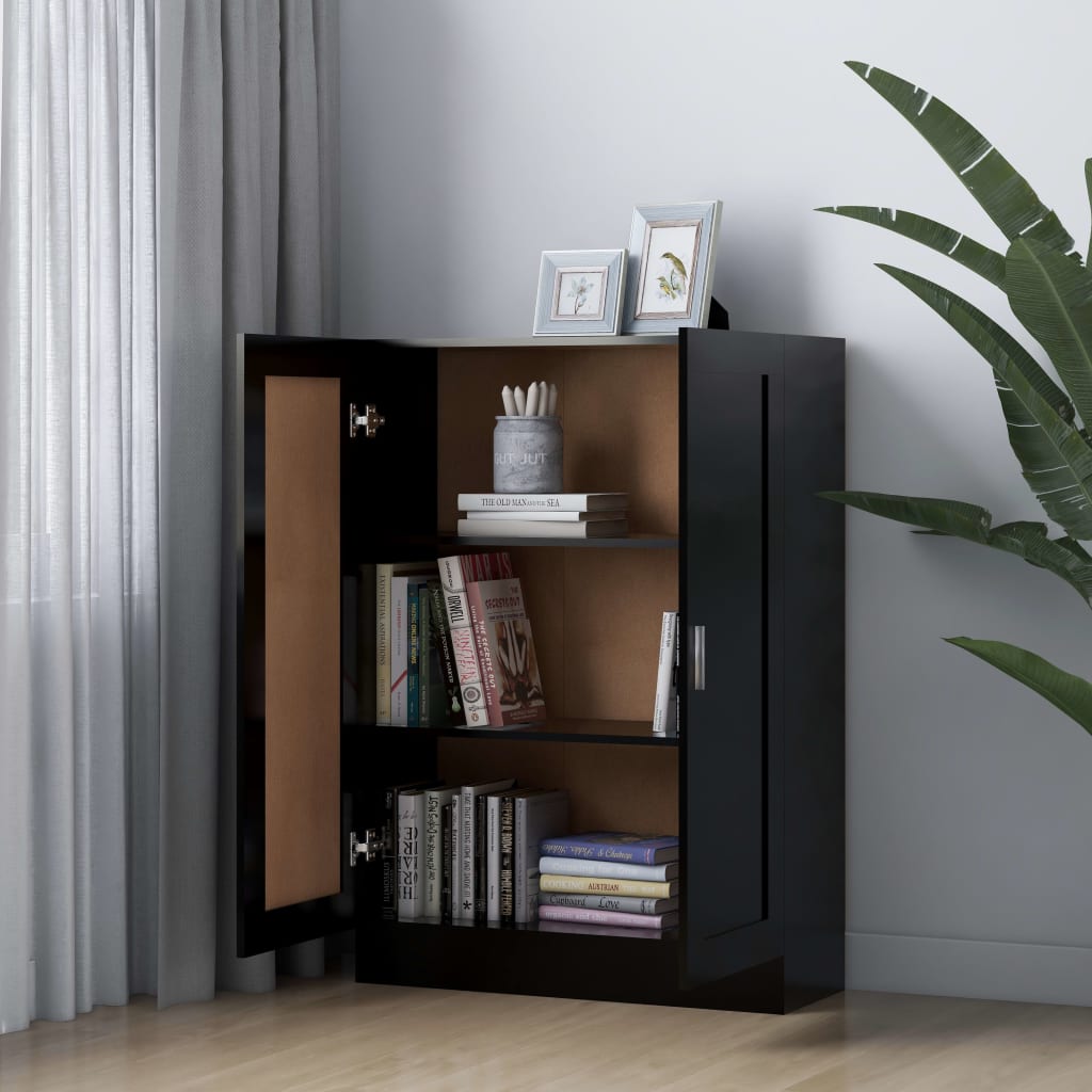 Bibliothèque Noir 82,5x30,5x115 cm Bois d'ingénierie - XIOS