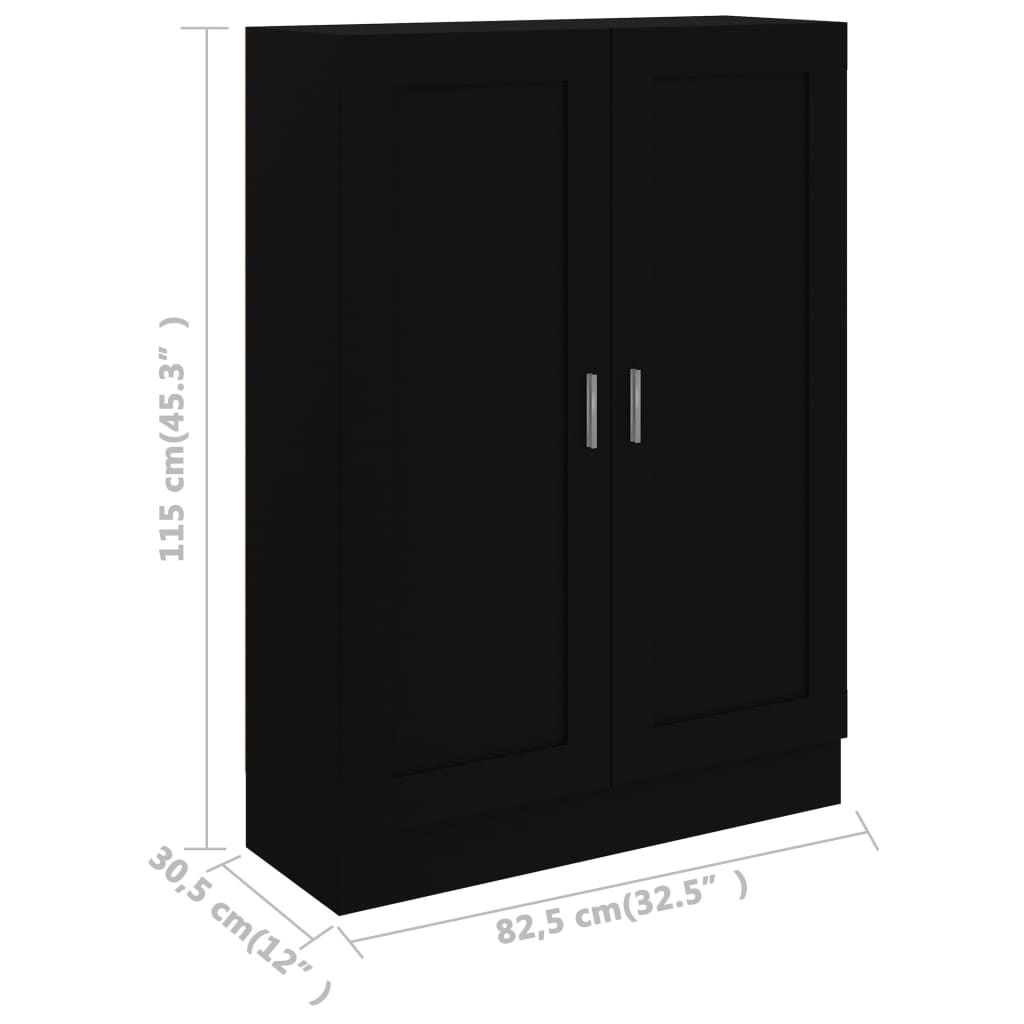 Bibliothèque Noir 82,5x30,5x115 cm Bois d'ingénierie - XIOS