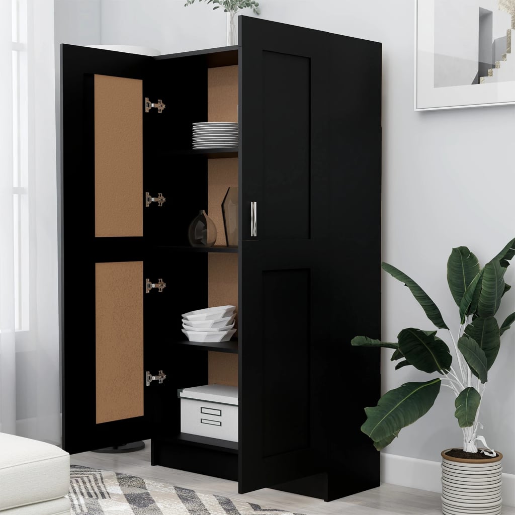 Bibliothèque Noir 82,5x30,5x150 cm Bois d’ingénierie - XIOS