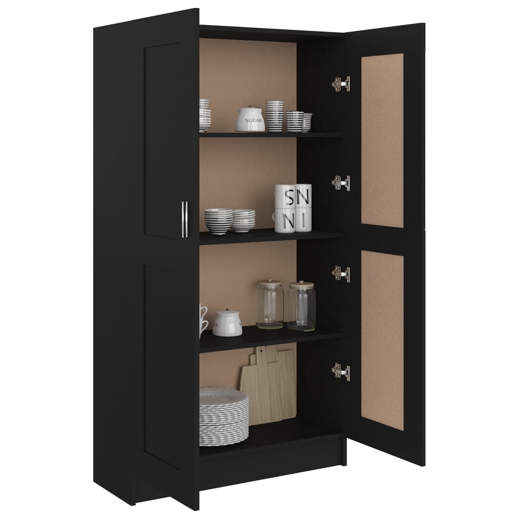 Bibliothèque Noir 82,5x30,5x150 cm Bois d’ingénierie - XIOS