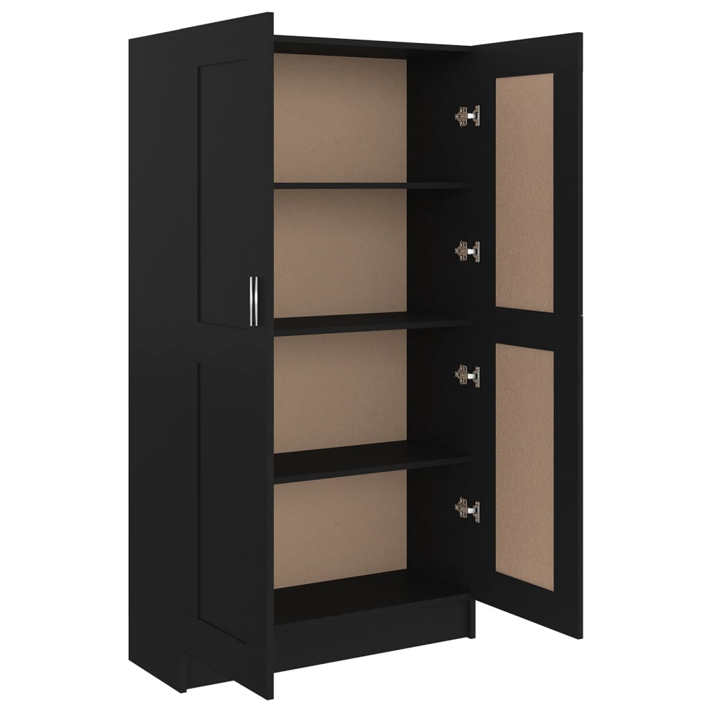 Bibliothèque Noir 82,5x30,5x150 cm Bois d’ingénierie - XIOS