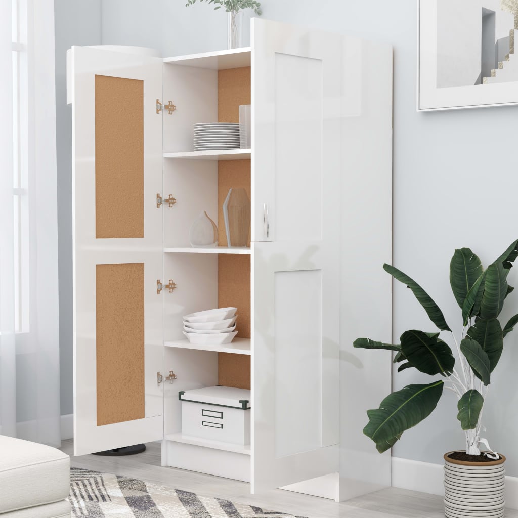 Bibliothèque Blanc brillant 82,5x30,5x150 cm Bois d’ingénierie - XIOS