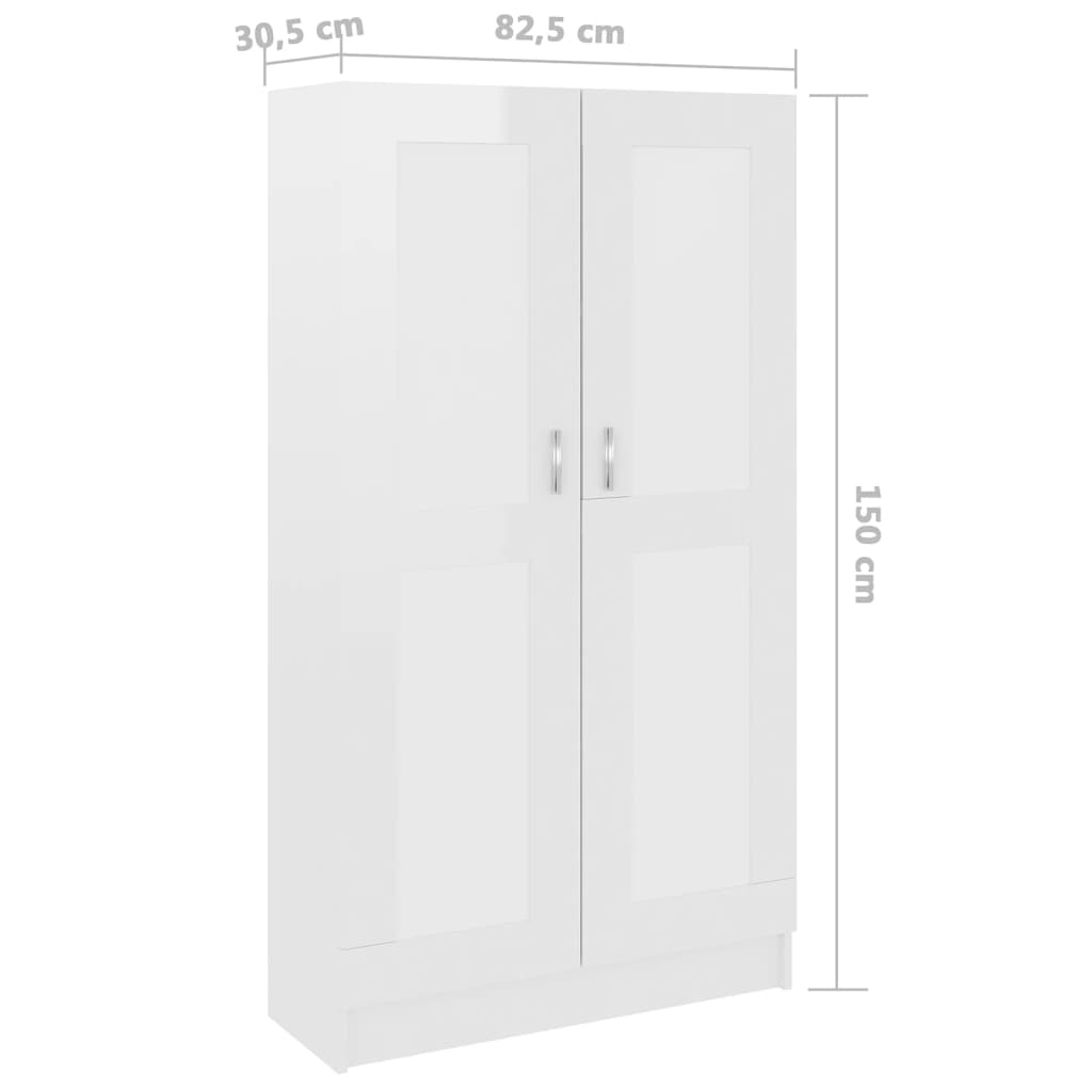 Bibliothèque Blanc brillant 82,5x30,5x150 cm Bois d’ingénierie - XIOS