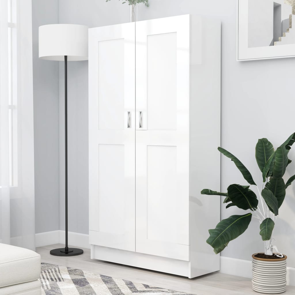 Bibliothèque Blanc brillant 82,5x30,5x150 cm Bois d’ingénierie - XIOS