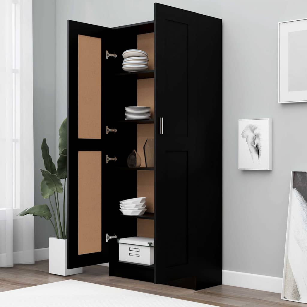 Bibliothèque Noir 82,5x30,5x185,5 cm Bois d'ingénierie - XIOS