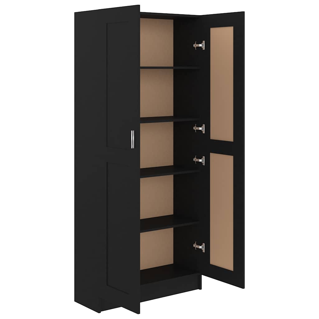 Bibliothèque Noir 82,5x30,5x185,5 cm Bois d'ingénierie - XIOS