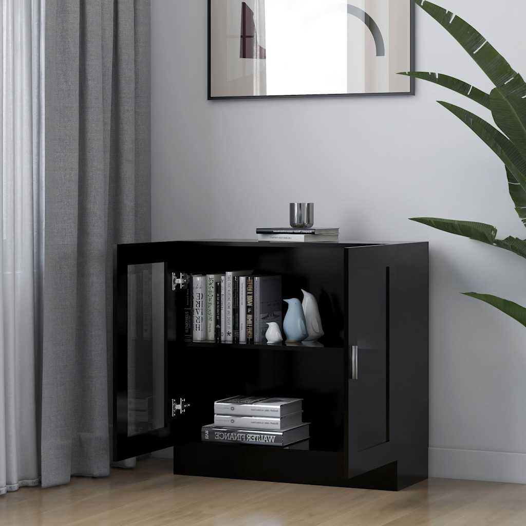 Armoire à vitrine noir 82,5x30,5x80 cm Bois d'ingénierie - XIOS