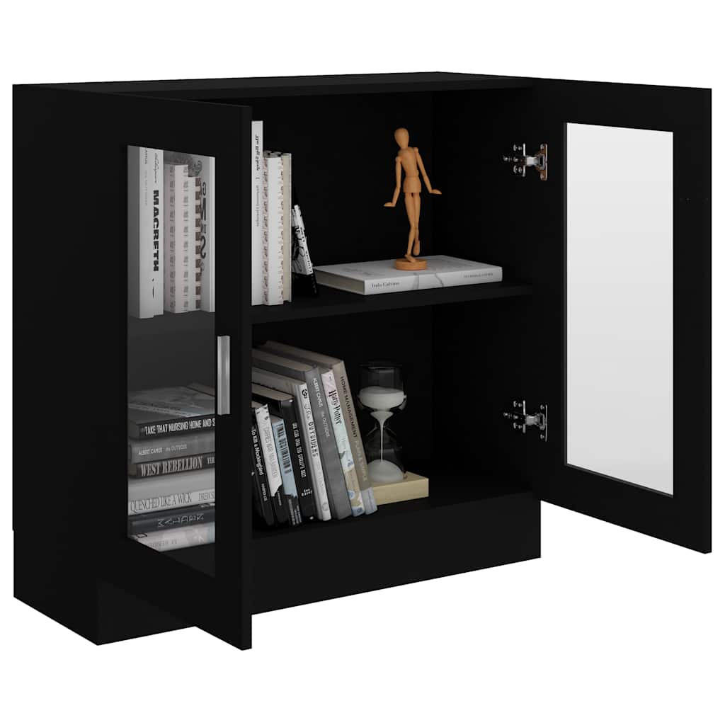 Armoire à vitrine noir 82,5x30,5x80 cm Bois d'ingénierie - XIOS