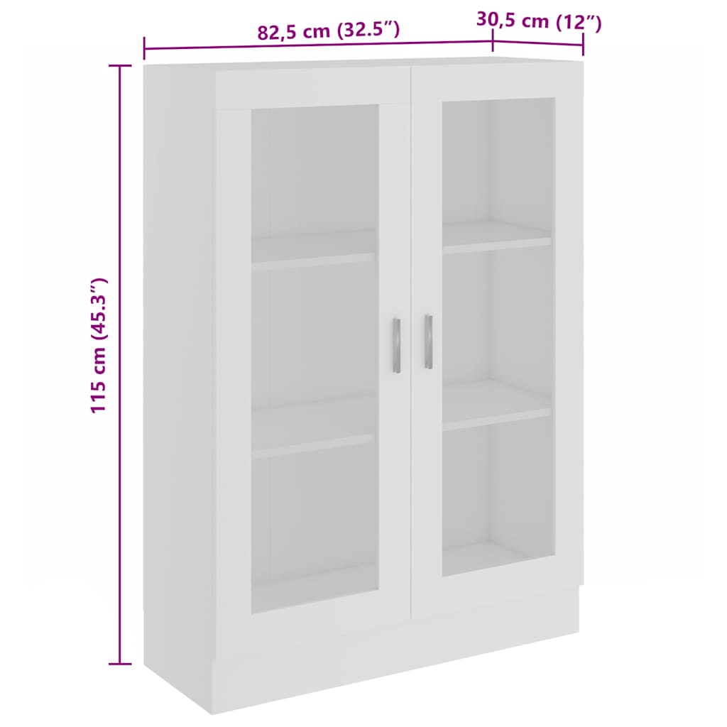 Armoire à vitrine Blanc 82,5x30,5x115 cm Bois d'ingénierie - XIOS