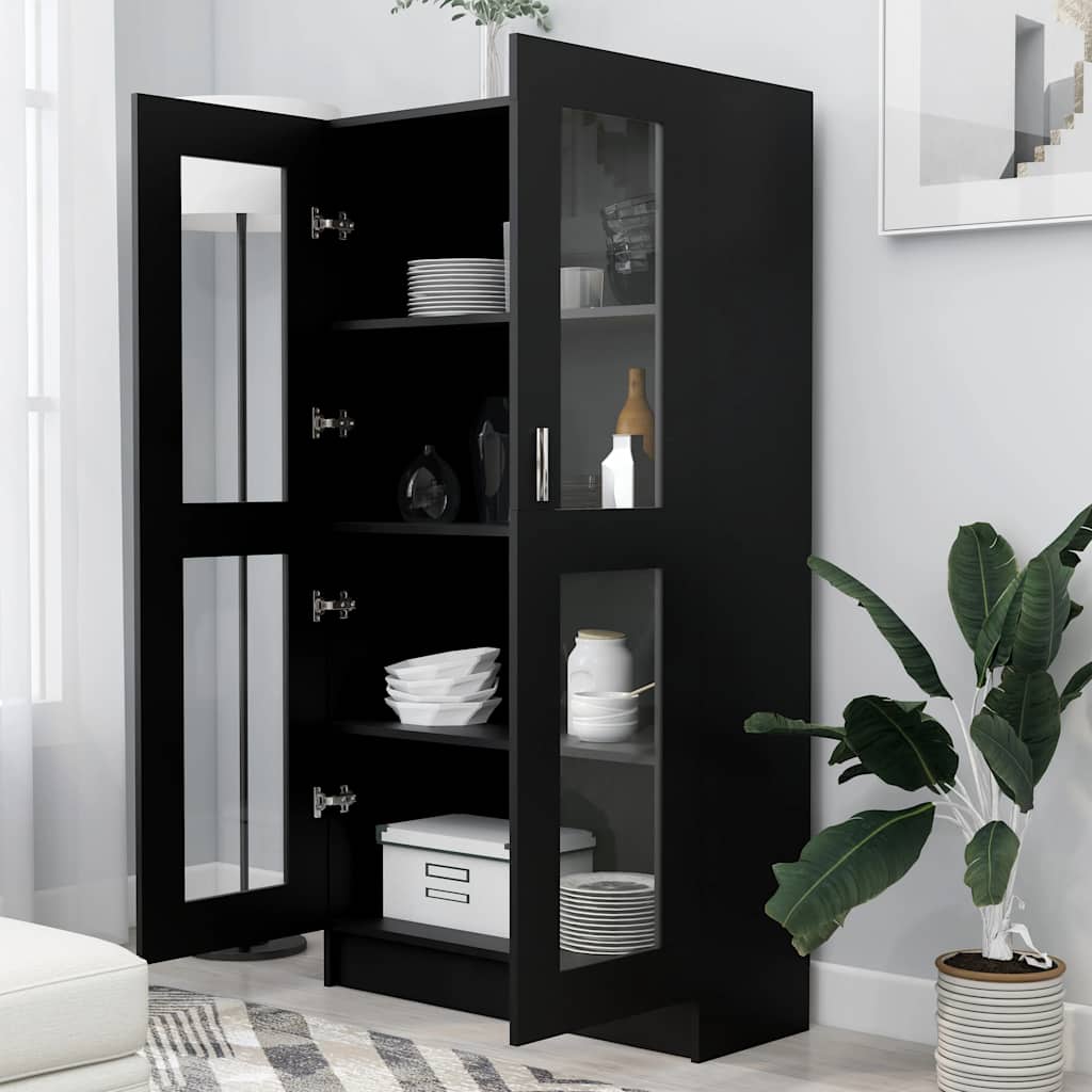 Armoire à vitrine Noir 82,5x30,5x150 cm Bois d'ingénierie - XIOS