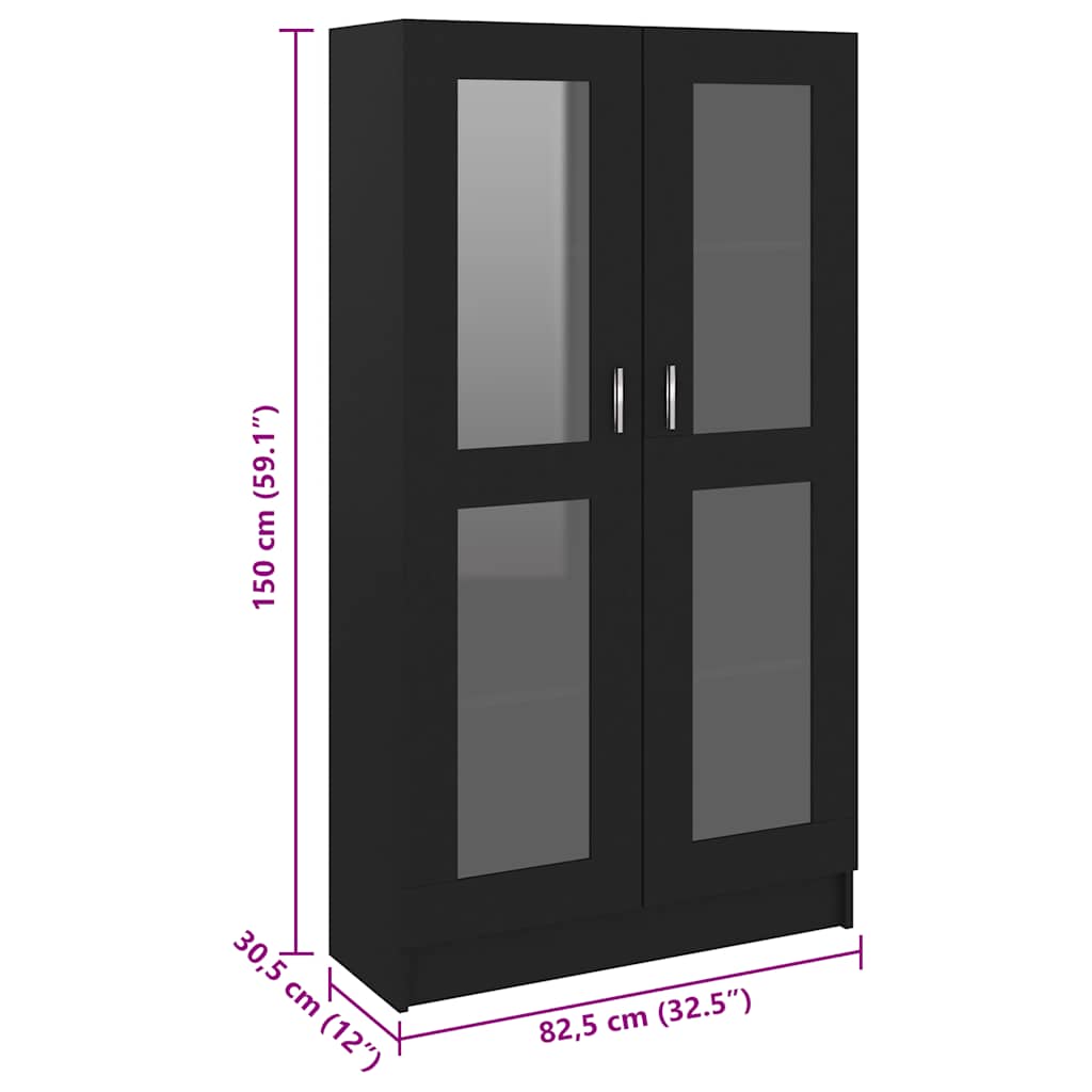 Armoire à vitrine Noir 82,5x30,5x150 cm Bois d'ingénierie - XIOS
