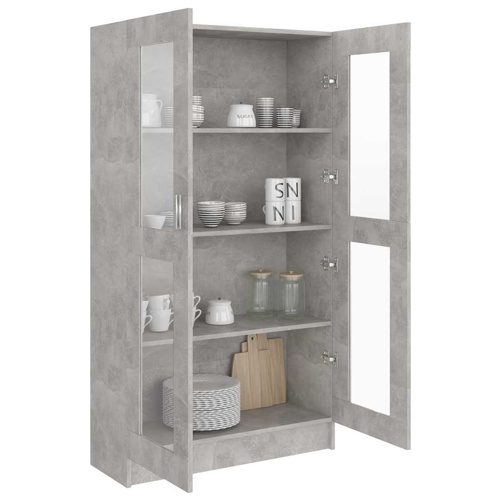 Armoire à vitrine Gris béton 82,5x30,5x150 cm Bois d'ingénierie - XIOS