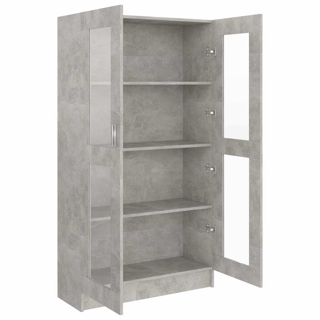 Armoire à vitrine Gris béton 82,5x30,5x150 cm Bois d'ingénierie - XIOS