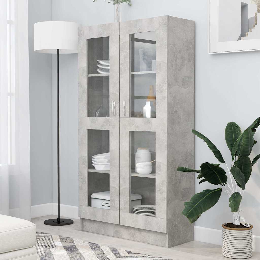 Armoire à vitrine Gris béton 82,5x30,5x150 cm Bois d'ingénierie - XIOS