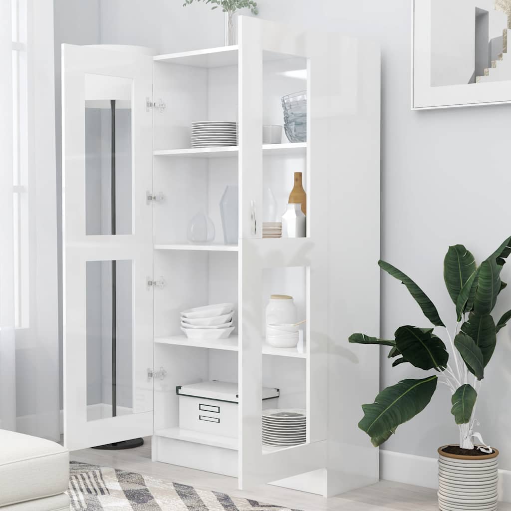 Armoire vitrine Blanc brillant 82,5x30,5x150 cm Bois ingénierie - XIOS