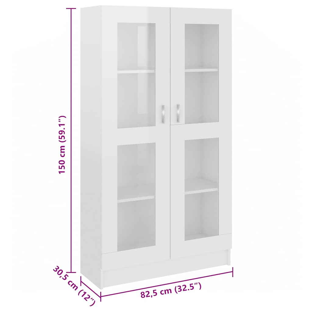 Armoire vitrine Blanc brillant 82,5x30,5x150 cm Bois ingénierie - XIOS