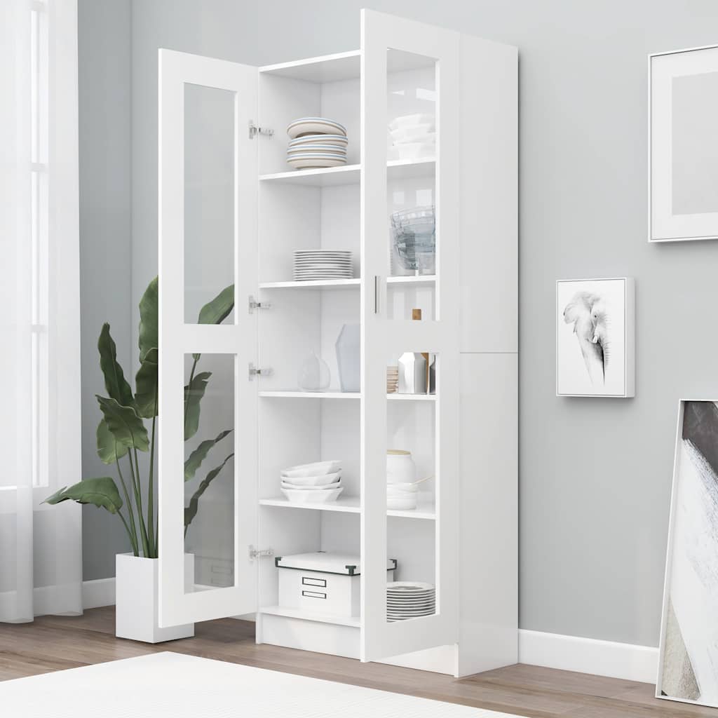 Armoire à vitrine Blanc 82,5x30,5x185,5 cm Bois d'ingénierie - XIOS
