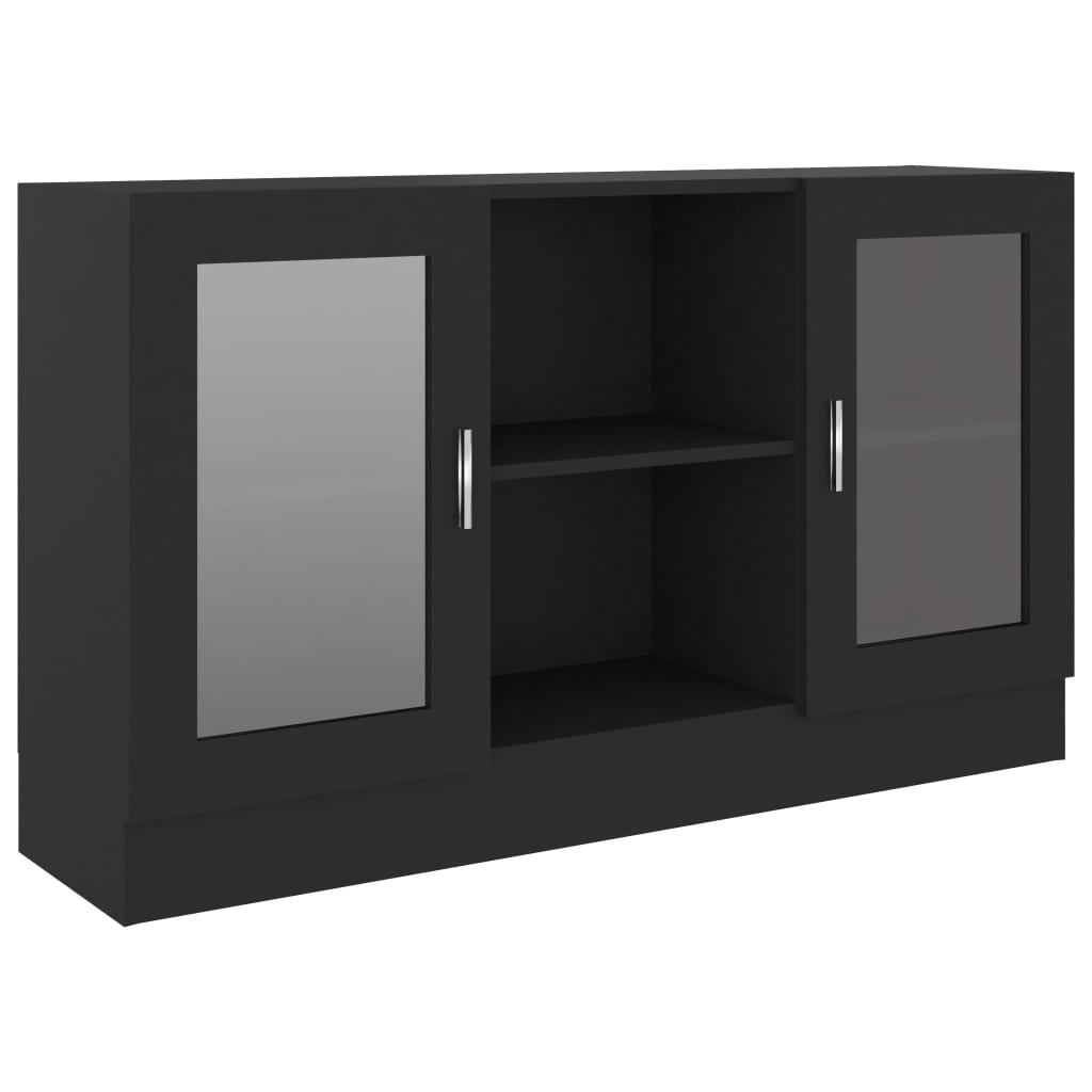 Armoire à vitrine Noir 120x30,5x70 cm Bois d'ingénierie - XIOS