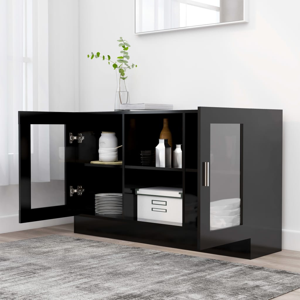 Armoire à vitrine Noir 120x30,5x70 cm Bois d'ingénierie - XIOS