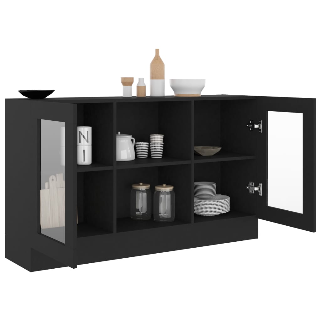 Armoire à vitrine Noir 120x30,5x70 cm Bois d'ingénierie - XIOS