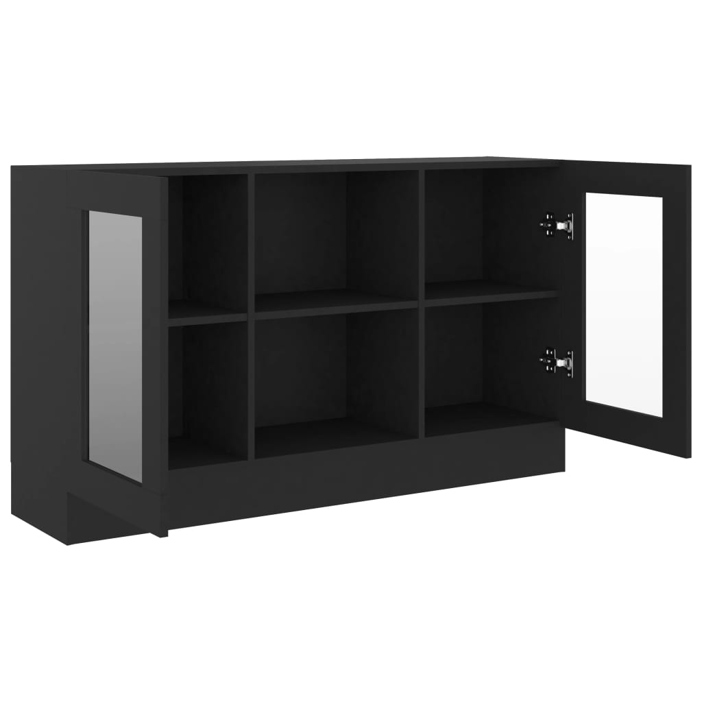 Armoire à vitrine Noir 120x30,5x70 cm Bois d'ingénierie - XIOS