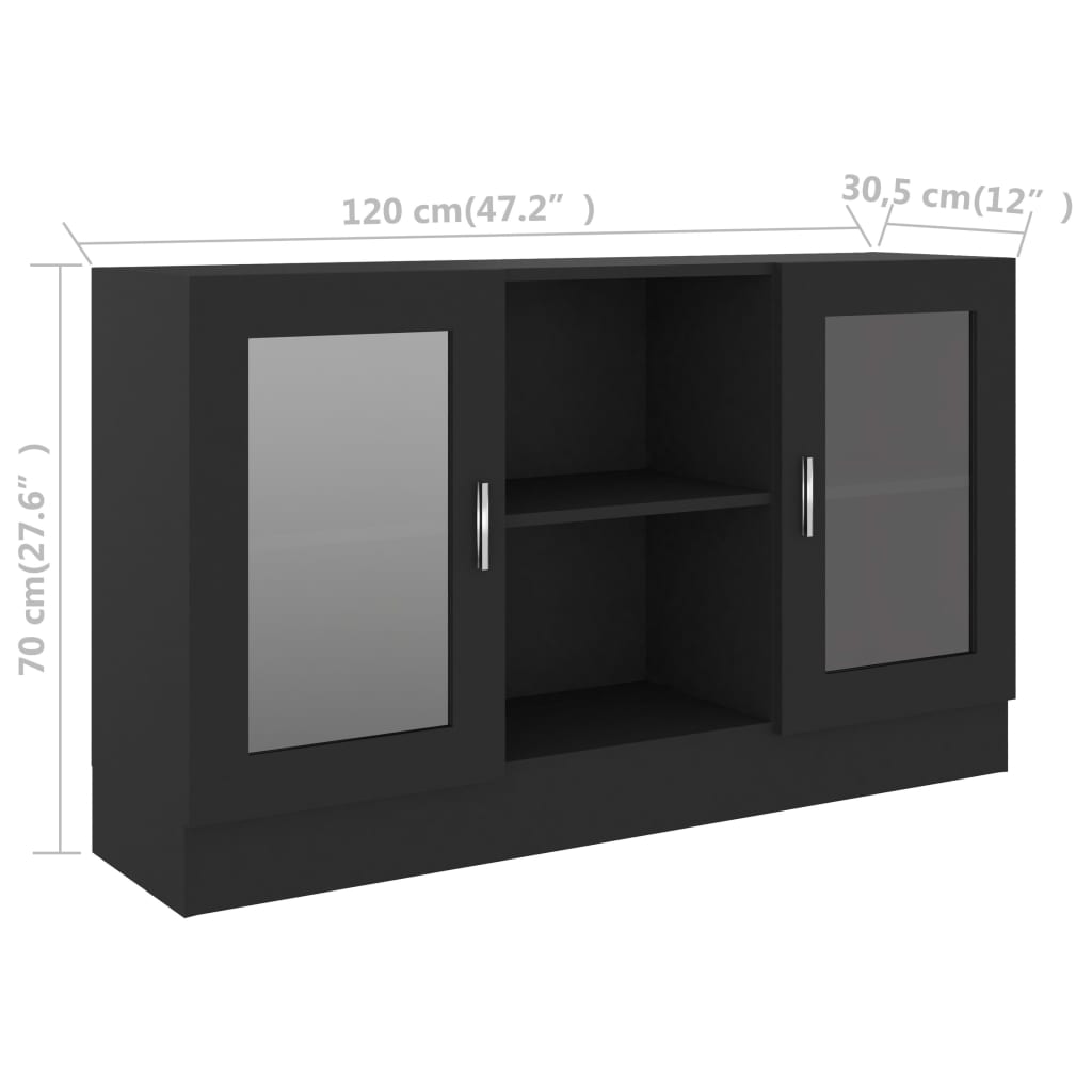Armoire à vitrine Noir 120x30,5x70 cm Bois d'ingénierie - XIOS
