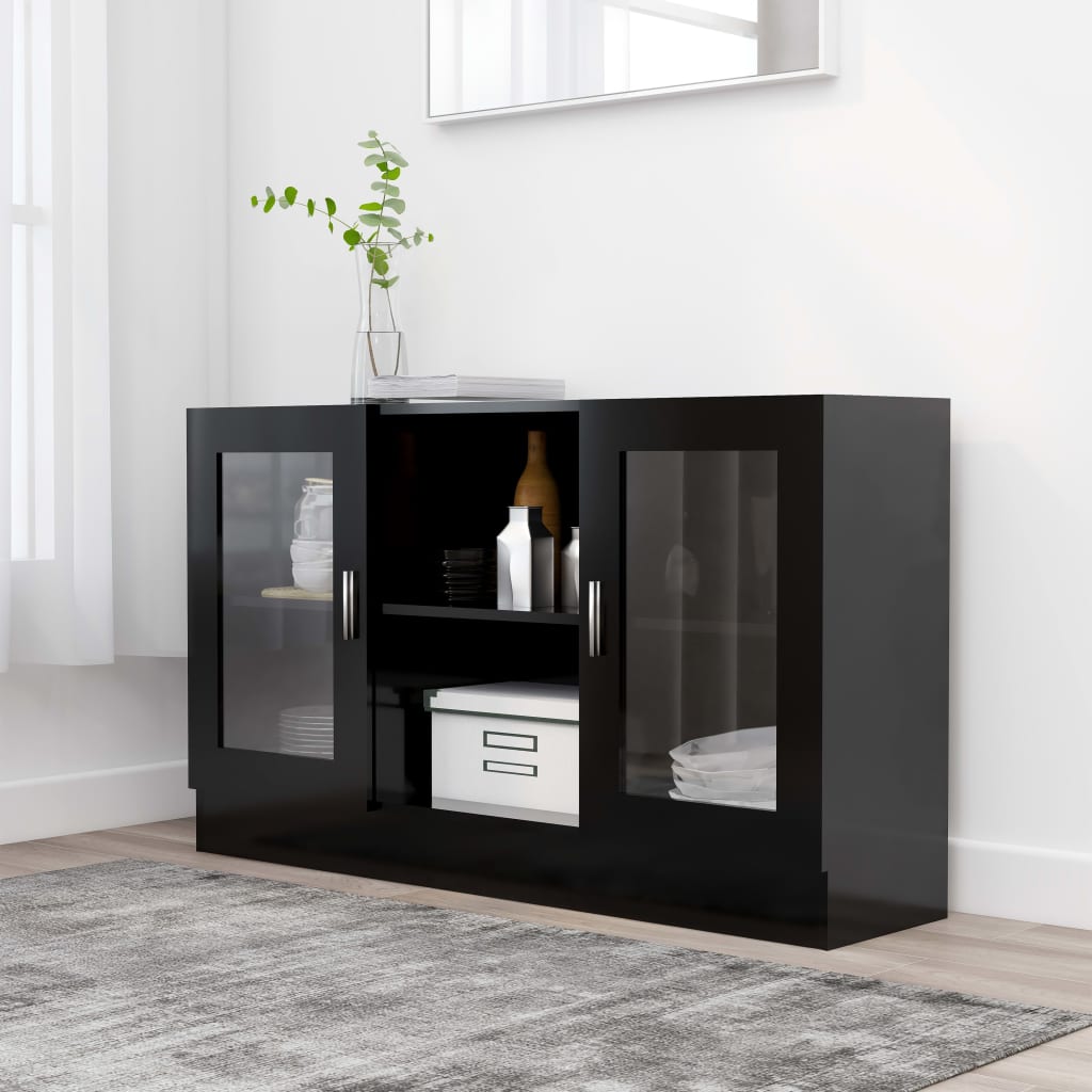 Armoire à vitrine Noir 120x30,5x70 cm Bois d'ingénierie - XIOS