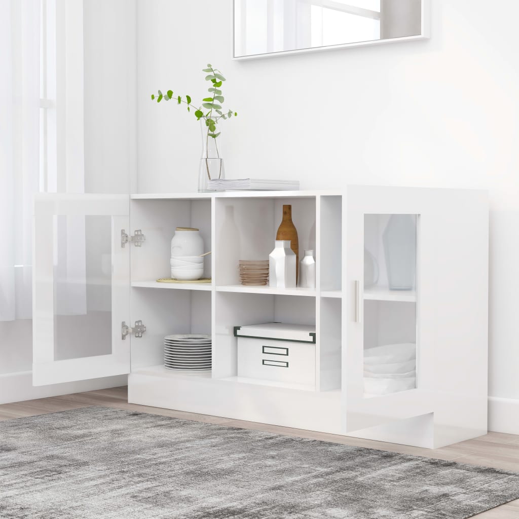 Armoire à vitrine Blanc brillant 120x30,5x70 cm Bois ingénierie - XIOS