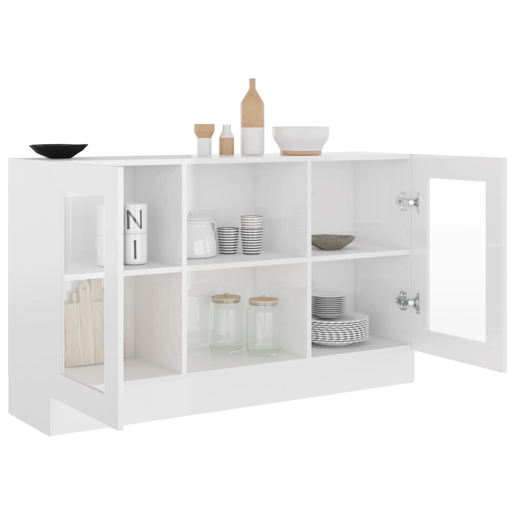 Armoire à vitrine Blanc brillant 120x30,5x70 cm Bois ingénierie - XIOS