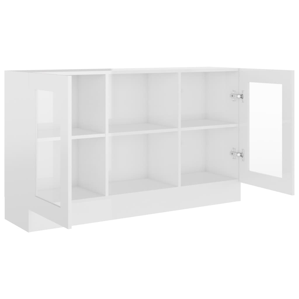 Armoire à vitrine Blanc brillant 120x30,5x70 cm Bois ingénierie - XIOS