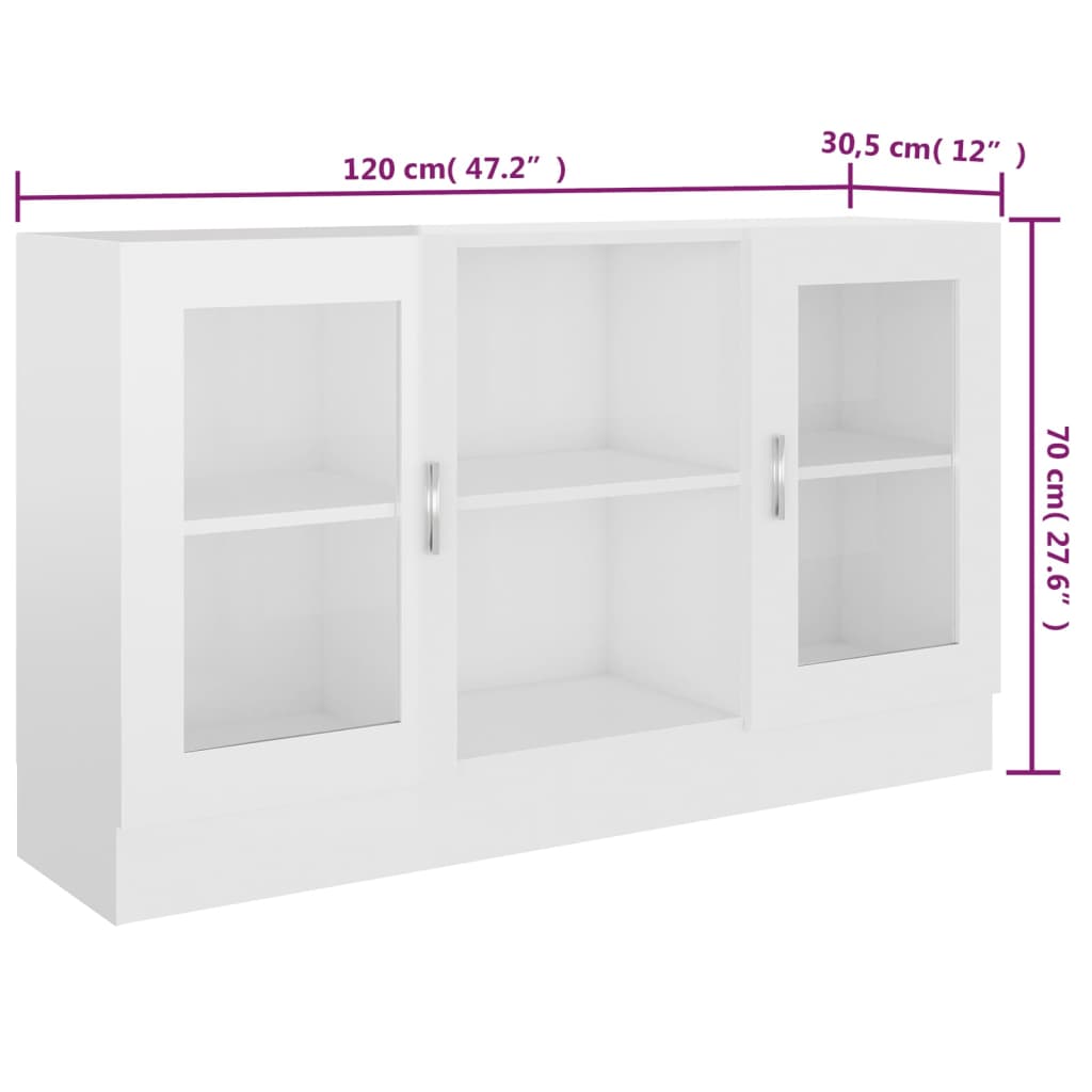 Armoire à vitrine Blanc brillant 120x30,5x70 cm Bois ingénierie - XIOS