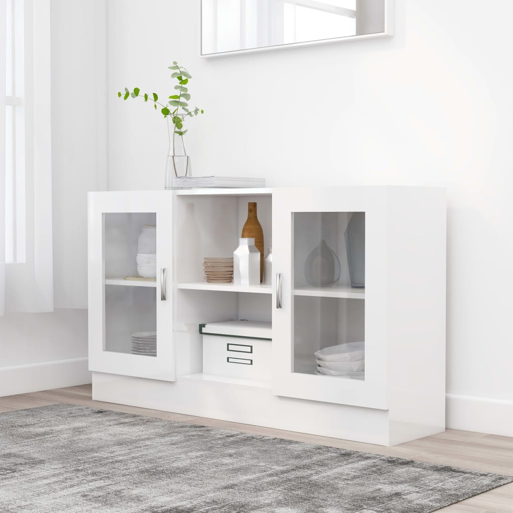 Armoire à vitrine Blanc brillant 120x30,5x70 cm Bois ingénierie - XIOS