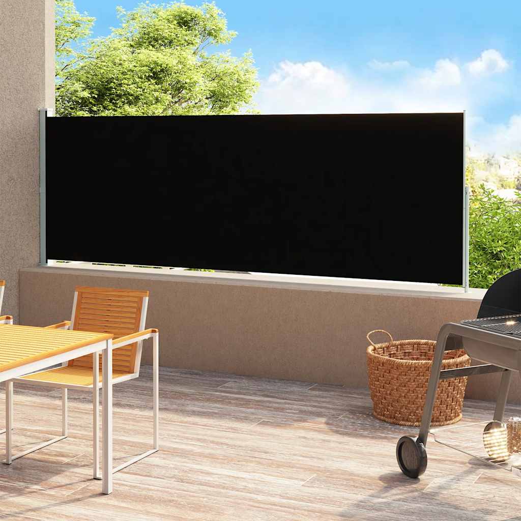 Auvent latéral rétractable de patio 220x500 cm Noir Parasols & voiles d'ombrage vidaXL