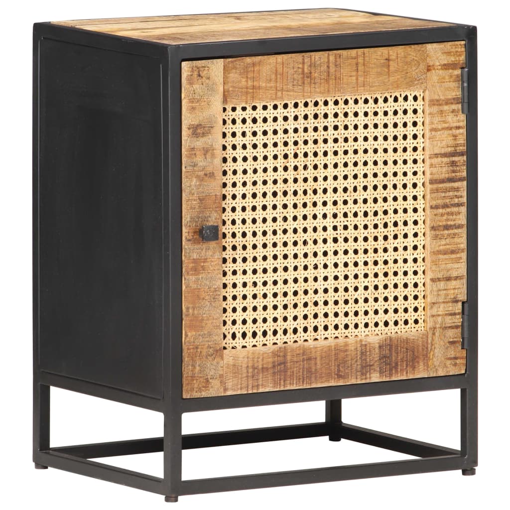 Table de chevet 40x30x50 cm Bois de manguier et canne naturelle - XIOS