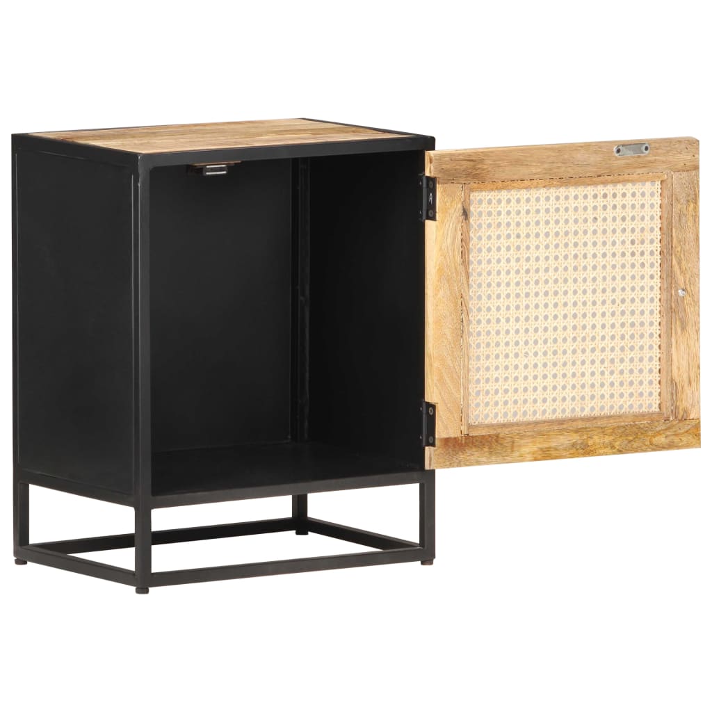 Table de chevet 40x30x50 cm Bois de manguier et canne naturelle - XIOS