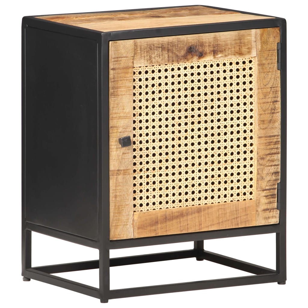 Table de chevet 40x30x50 cm Bois de manguier et canne naturelle - XIOS