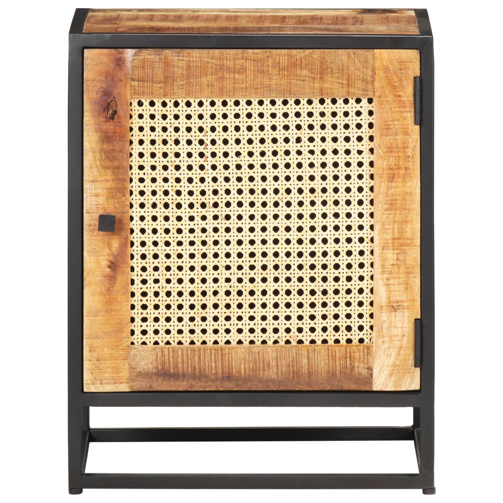 Table de chevet 40x30x50 cm Bois de manguier et canne naturelle - XIOS