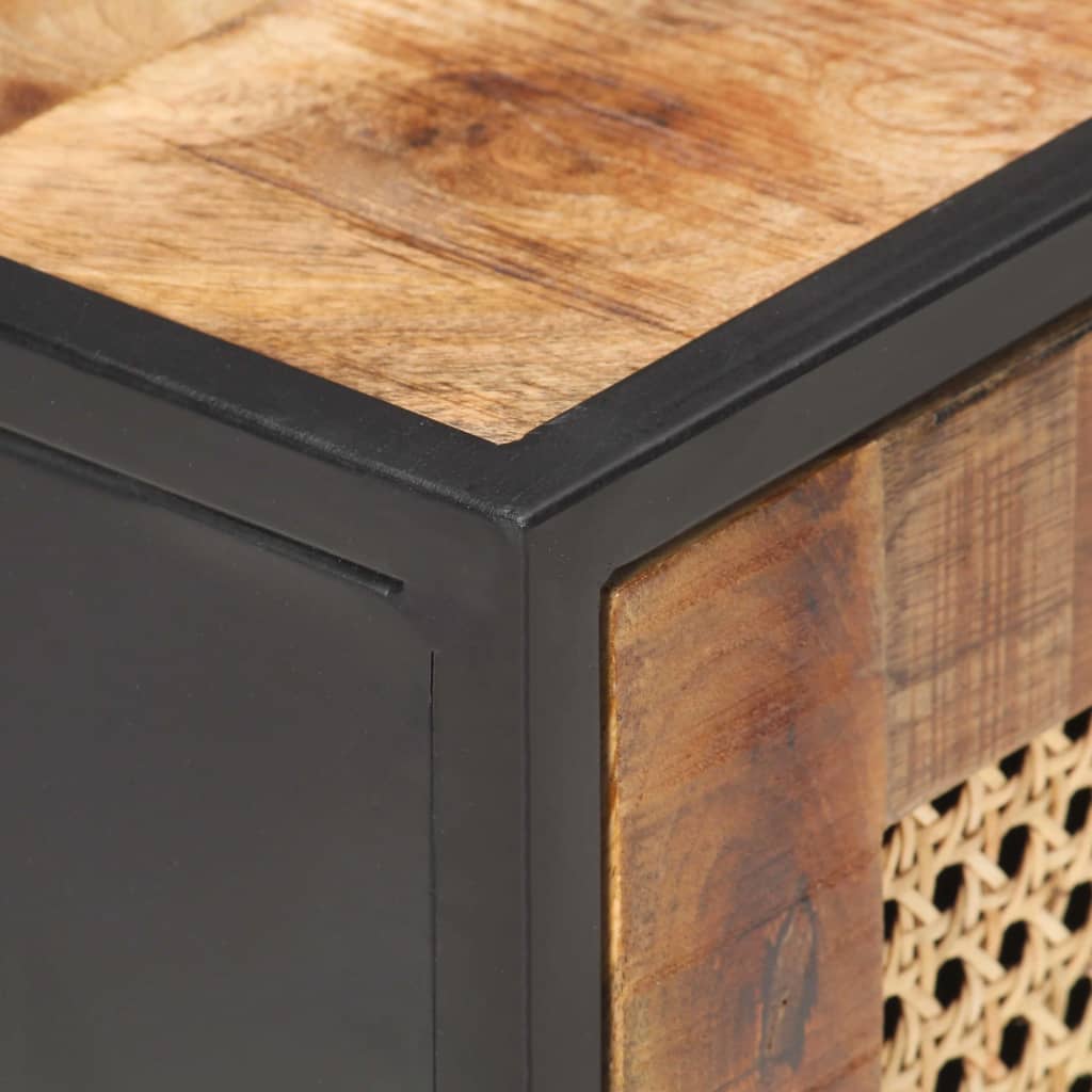 Table de chevet 40x30x50 cm Bois de manguier et canne naturelle - XIOS