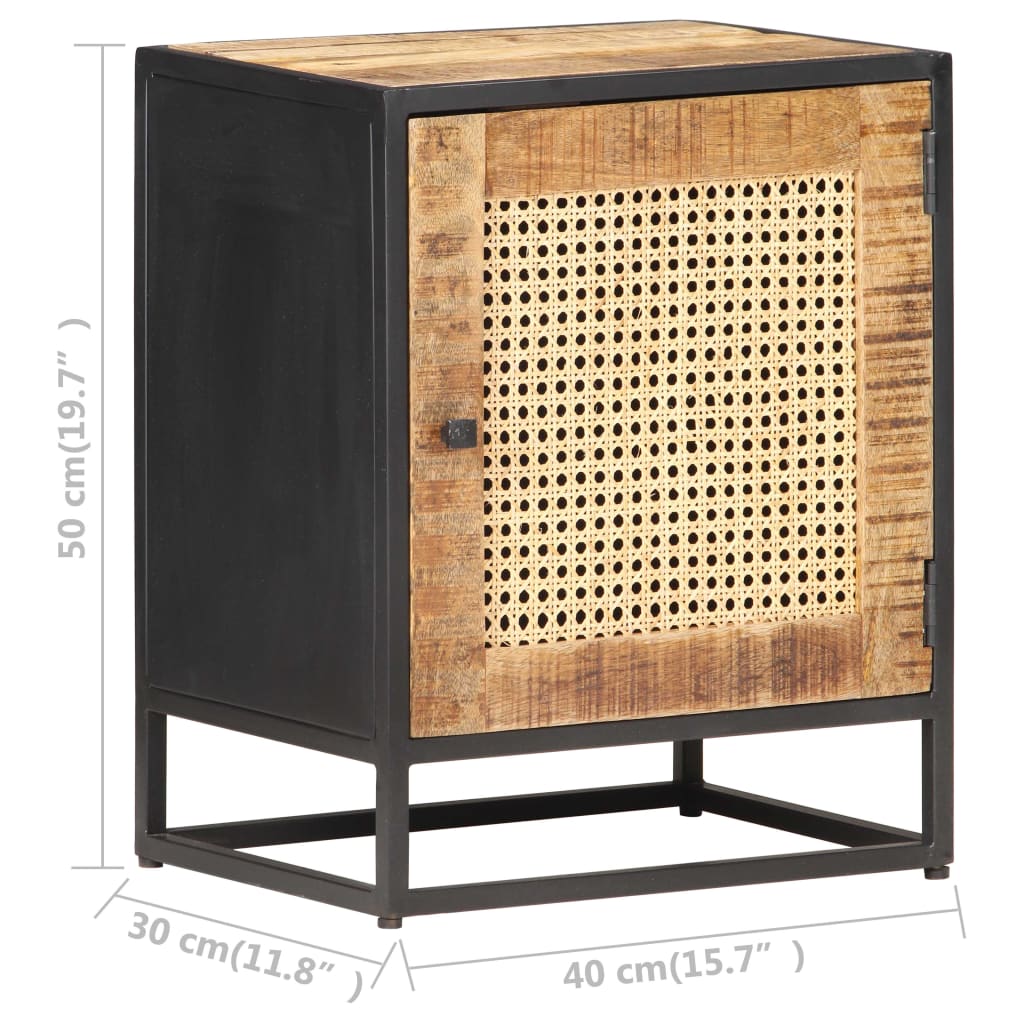 Table de chevet 40x30x50 cm Bois de manguier et canne naturelle - XIOS