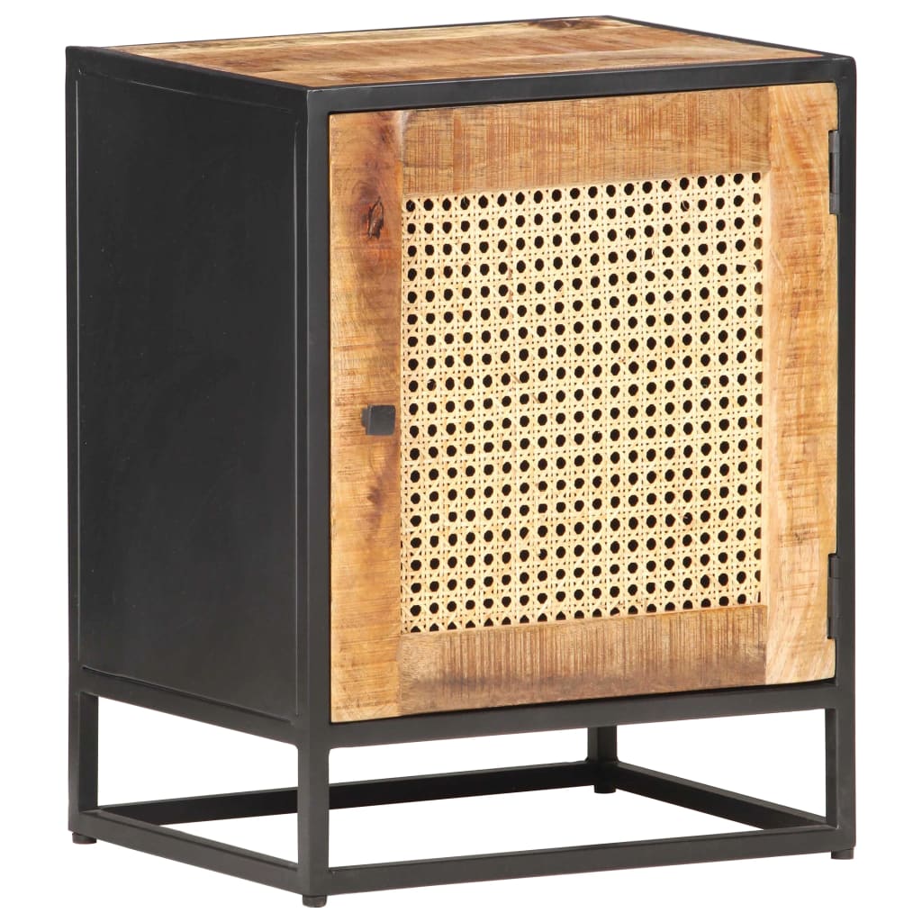 Table de chevet 40x30x50 cm Bois de manguier et canne naturelle - XIOS