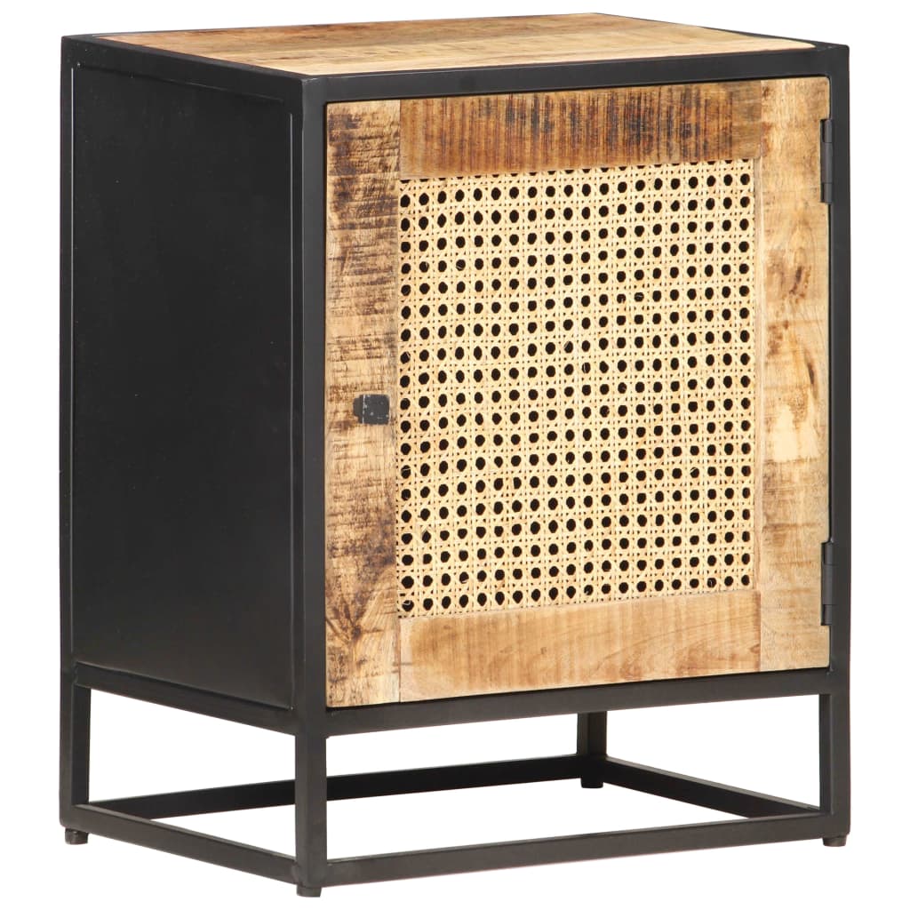 Table de chevet 40x30x50 cm Bois de manguier et canne naturelle - XIOS