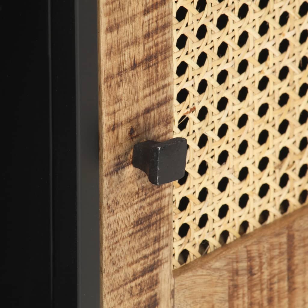Meuble TV 120x30x40 cm Bois de manguier brut et canne naturelle - XIOS