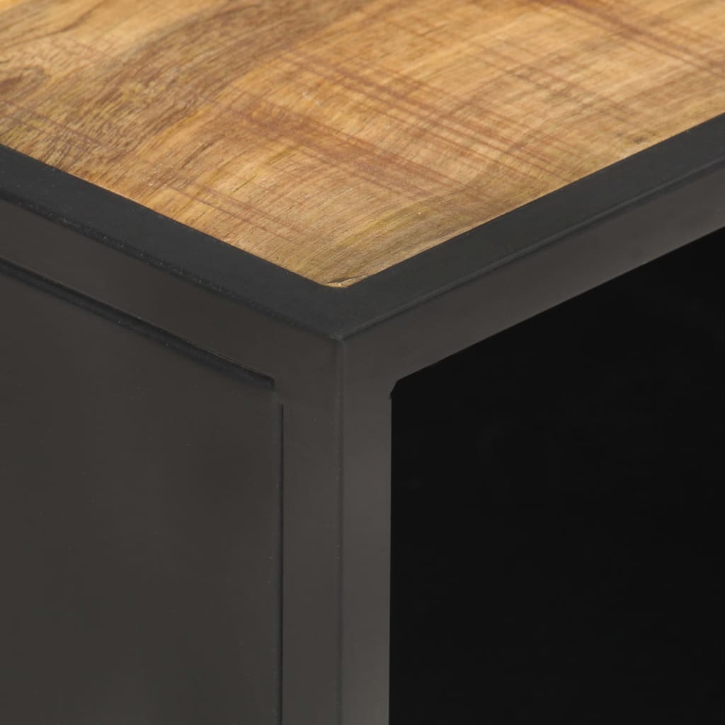 Table basse 90x50x35cm Bois de manguier brut et canne naturelle - XIOS