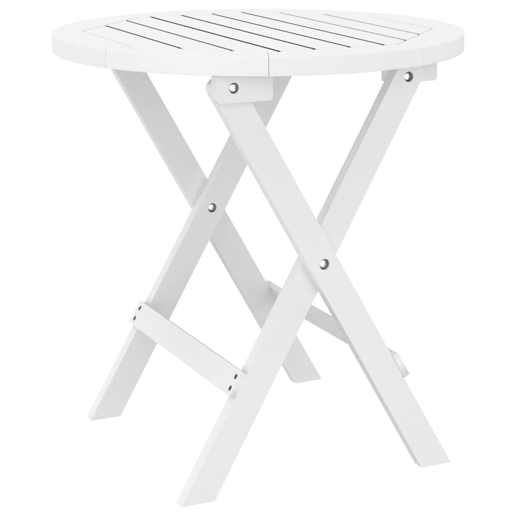 Table pliable de jardin blanc Ø 46 cm bois d'acacia solide Tables de jardin vidaXL