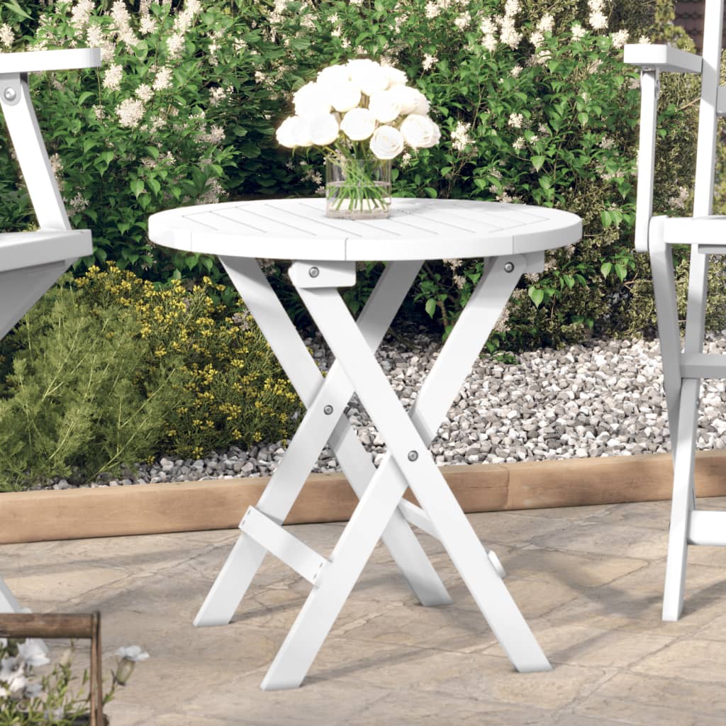 Table pliable de jardin blanc Ø 46 cm bois d'acacia solide Tables de jardin vidaXL