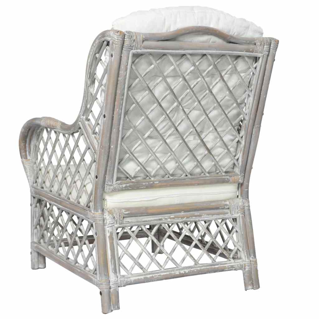 Canapé avec coussin Gris Rotin naturel et lin - XIOS